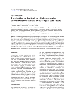 Case Report Transient Ischemic Attack As Initial Presentation of Convexal Subarachnoid Hemorrhage: a Case Report