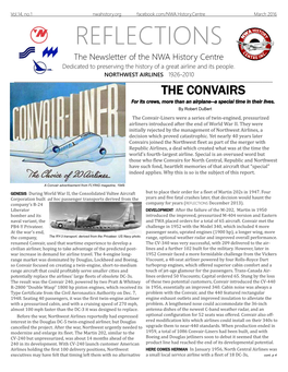 March 2016 REFLECTIONS the Newsletter of the NWA History Centre Dedicated to Preserving the History of a Great Airline and Its People