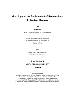 Clothing and the Replacement of Neanderthals by Modern Humans