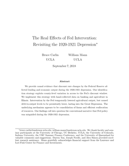 The Real Effects of Fed Intervention: Revisiting the 1920-1921 Depression