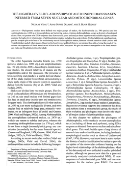 The Higher-Level Relationships of Alethinophidian Snakes Inferred from Seven Nuclear and Mitochondrial Genes