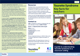 Tourette Syndrome Key Facts for Teachers