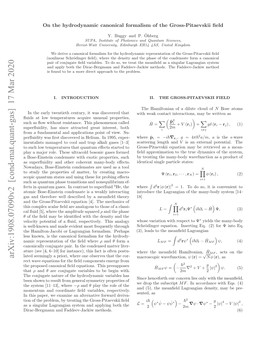 On the Hydrodynamic Canonical Formalism of the Gross-Pitaevskii Field