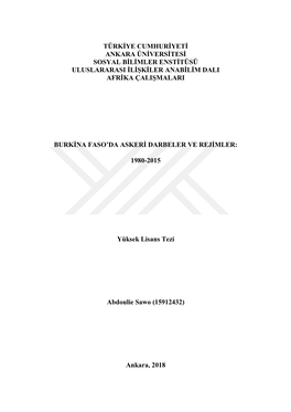 Türkiye Cumhuriyeti Ankara Üniversitesi Sosyal Bilimler Enstitüsü Uluslararasi Ilişkiler Anabilim Dali Afrika Çalişmalari