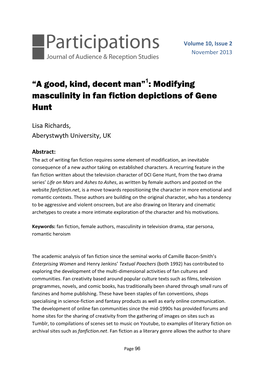 Modifying Masculinity in Fan Fiction Depictions of Gene Hunt