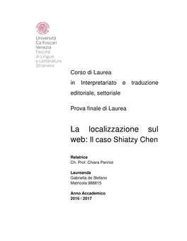 Localizzazione Sul Web Il Caso Shiatzy Chen