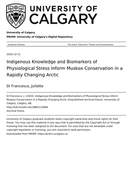 Indigenous Knowledge and Biomarkers of Physiological Stress Inform Muskox Conservation in a Rapidly Changing Arctic