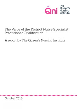 The Value of the District Nurse Specialist Practitioner Qualification