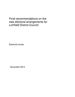 Final Recommendations on the New Electoral Arrangements for Lichfield District Council