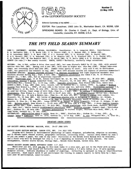 The 1975 Field Season Summary
