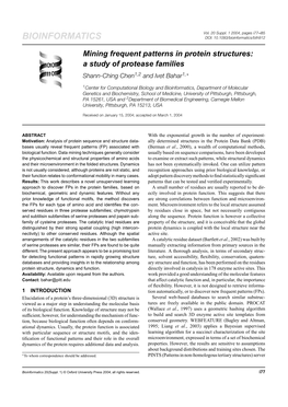 BIOINFORMATICS DOI: 10.1093/Bioinformatics/Bth912