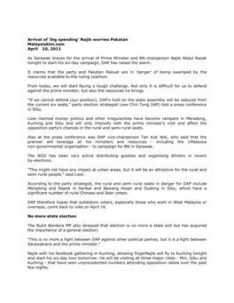 Najib Worries Pakatan Malaysiakini.Com April 10, 2011 As Sarawak