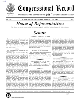 Congressional Record United States Th of America PROCEEDINGS and DEBATES of the 108 CONGRESS, SECOND SESSION