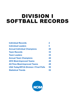 Division I Softball Records