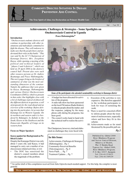 Some Spotlights on Onchocerciasis Control in Uganda