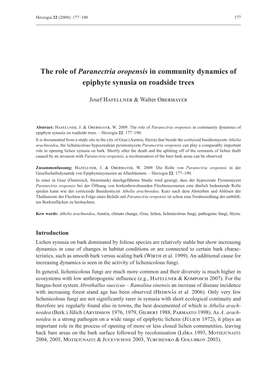 The Role of Paranectria Oropensis in Community Dynamics of Epiphyte Synusia on Roadside Trees