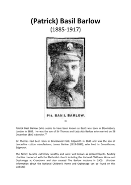 Patrick) Basil Barlow (1885-1917