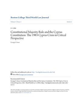 The 1983 Cyprus Crisis in Critical Perspective, 5 B.C