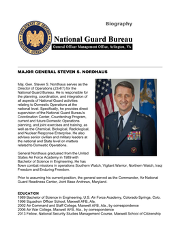 Major General Steven S. Nordhaus