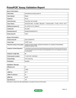 Primepcr™Assay Validation Report