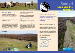 Route 9 Long Mynd to Ponies on the Long Mynd Hopesay the Long Mynd at Pole Cottage to Intercept Enemy Discover Shropshire Agent’S Carrier Pigeons
