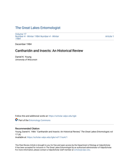 Cantharidin and Insects: an Historical Review