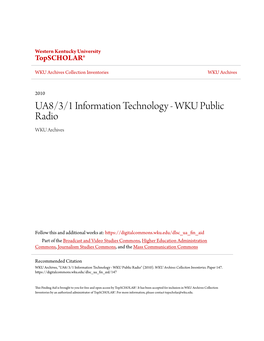 UA8/3/1 Information Technology - WKU Public Radio WKU Archives