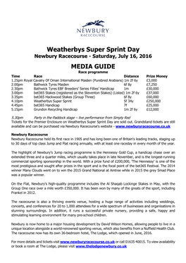 Weatherbys Super Sprint Day MEDIA GUIDE