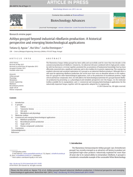 Ashbya Gossypii Beyond Industrial Riboflavin Production