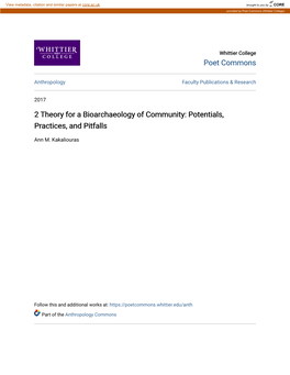 2 Theory for a Bioarchaeology of Community: Potentials, Practices, and Pitfalls