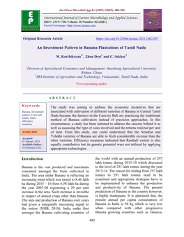 An Investment Pattern in Banana Plantations of Tamil Nadu