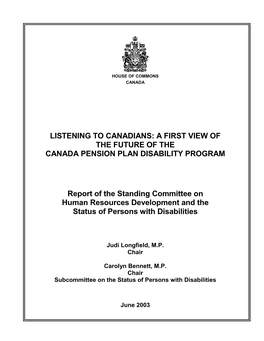 A First View of the Future of the Canada Pension Plan Disability Program