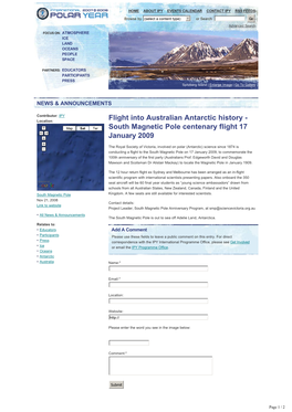 Flight Into Australian Antarctic History