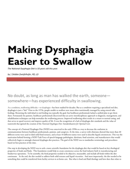 Making Dysphagia Easier to Swallow the National Dysphagia Diet Is 10 Years Old This Year