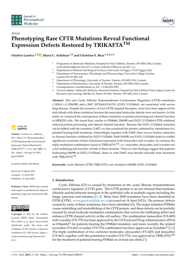 Phenotyping Rare CFTR Mutations Reveal Functional Expression Defects Restored by TRIKAFTATM