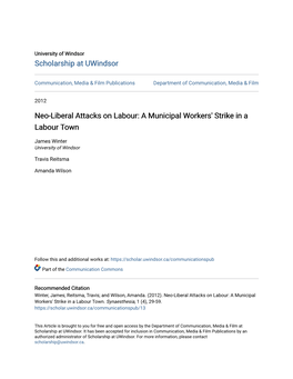 Neo-Liberal Attacks on Labour: a Municipal Workers' Strike in a Labour Town