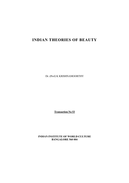 Indian Theories of Beauty