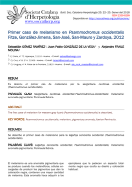 Psammodromus Occidentalis Fitze, González-Jimena, San-José, San-Mauro Y Zardoya, 2012