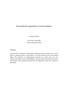 Generalized Expansions of Real Numbers