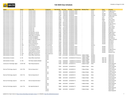 Fall 2020 Schedule of Classes