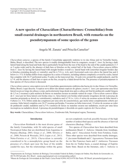 A New Species of Characidium (Characiformes: Crenuchidae) From