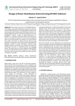 Design of Water Distribution Network Using EPANET Software