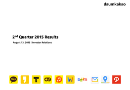 2Nd Quarter 2015 Results August 13, 2015 | Investor Relations Disclaimer