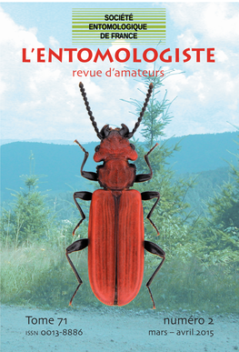 L'entomologiste Tome 70 (2014), Numéro 1