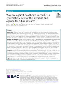 Violence Against Healthcare in Conflict: a Systematic Review of the Literature and Agenda for Future Research Rohini J