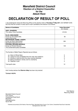 2011 Declaration District Elections