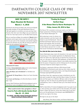 Dartmouth College Class of 1981 November 2017 Newsletter