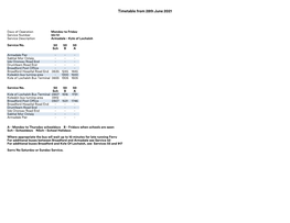 Timetable from 28Th June 2021