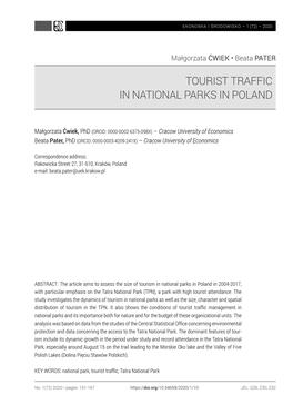 Tourist Traffic in National Parks in Poland
