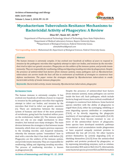 Mycobacterium Tuberculosis Resitance